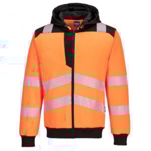 PW3 Hi-Vis Zip Hoodie - Orange/Black