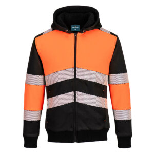 PW3 Zipped Class 1 Winter Hoodie - Orange/Black