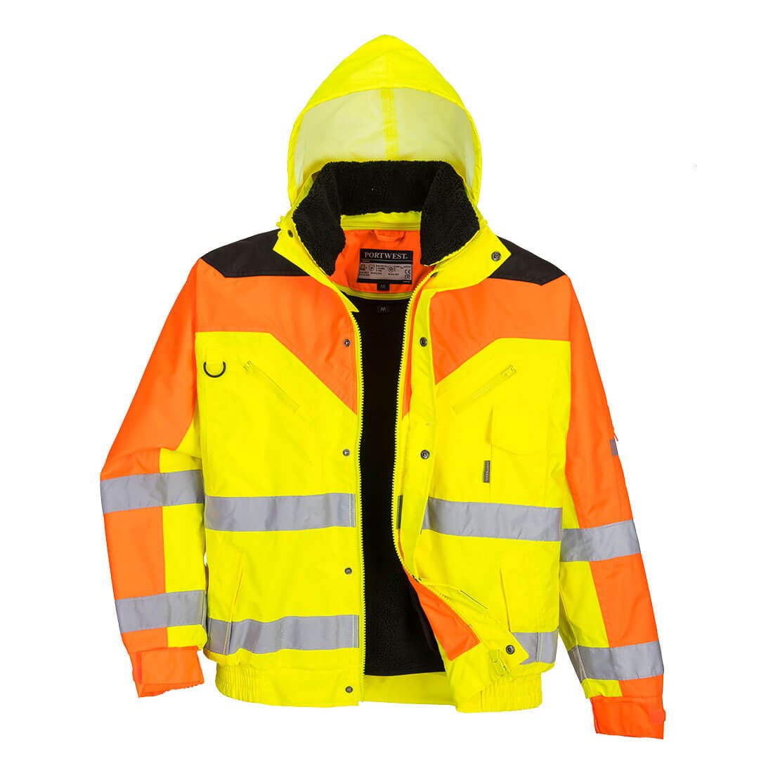 Hi-Vis Contrast Winter Bomber Jacket - Yellow