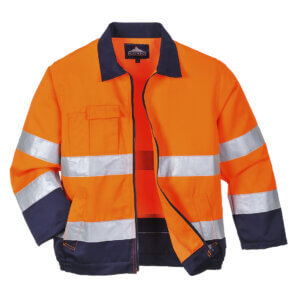 Madrid Hi-Vis Contrast Bomber Jacket - Orange/Navy