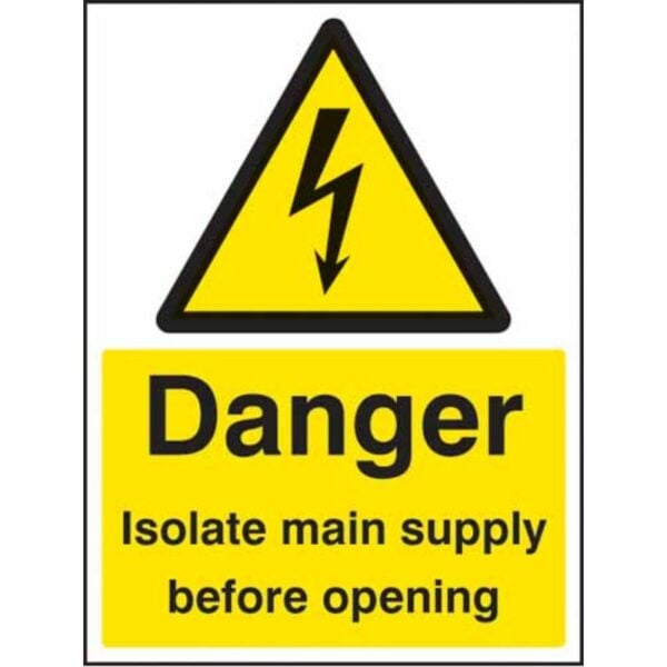 Danger isolate main supply before opening