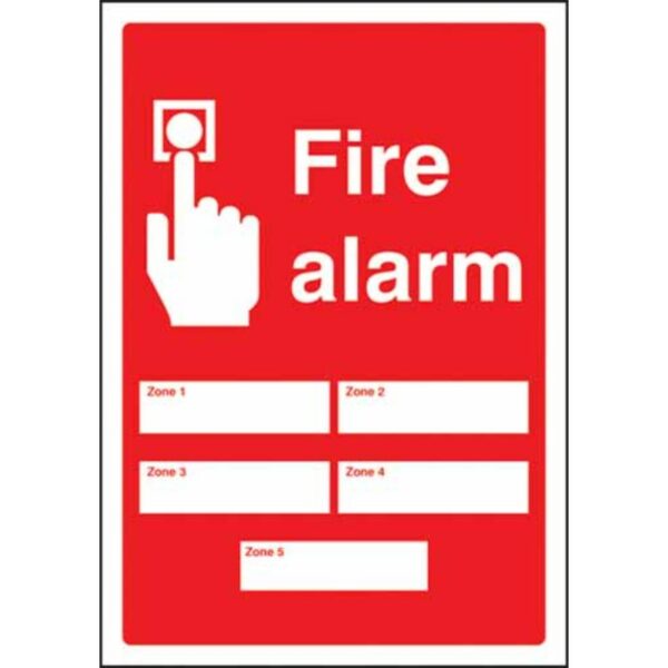 Fire alarm 5 zones adapt-a-sign 215x310mm