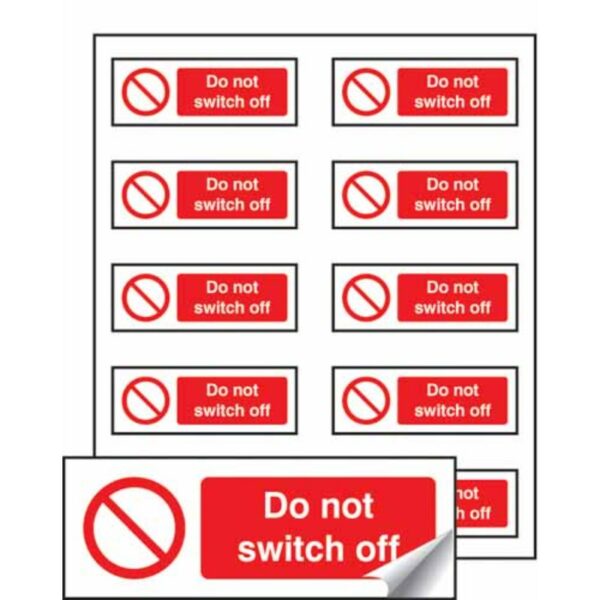Do not switch off sheet of 10 labels 40x18mm