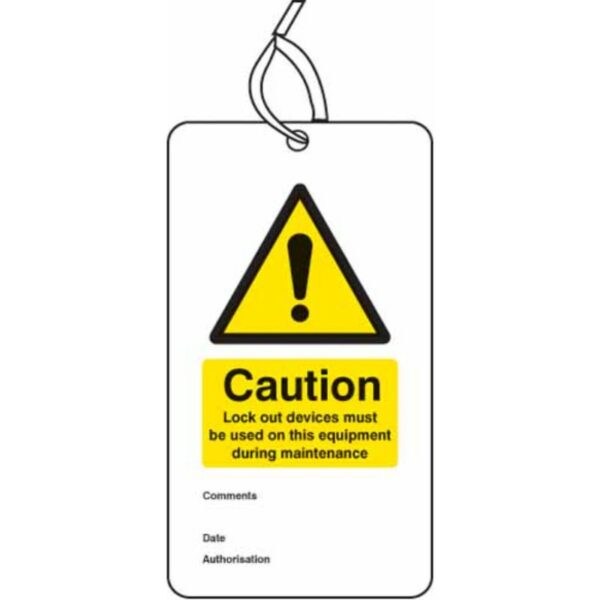 Lockout Tag - Lock out device must be used on this equipment... (80x150mm) Pk of 10