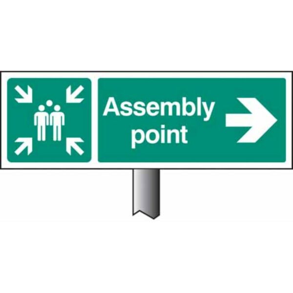 Assembly point right verge sign 450x150mm (post 800mm)
