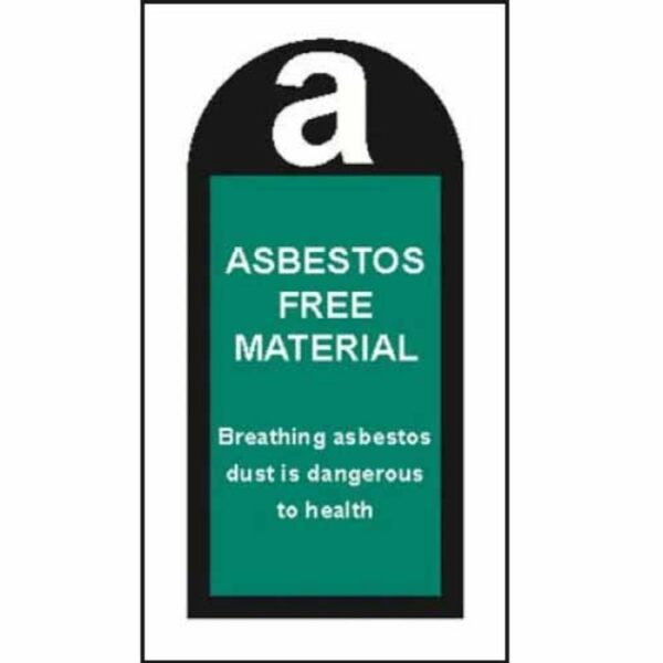 Asbestos free material -   roll of 100 self adhesive vinyl labels 27x50mm