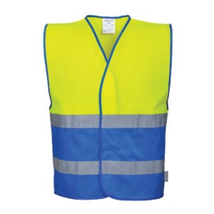 Hi-Vis Two Band Contrast Vest - Yellow/Royal