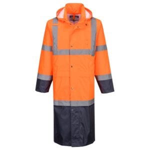 Hi-Vis Contrast Raincoat 122cm - Orange/Navy