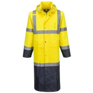 Hi-Vis Contrast Raincoat 122cm - Yellow/Navy