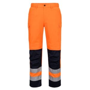 Hi-Vis Mesh Panel Trousers - Orange/Navy