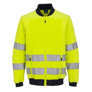 Hi-Vis Mesh Panel Work Jacket - Yellow/Navy