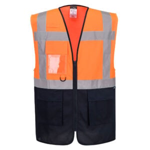 ES1 Essential Hi-Vis Contrast Executive Vest - Orange/Navy