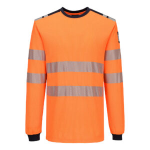 PW3 Modaflame Knit HVO FR Long Sleeve T-Shirt - Orange/Navy