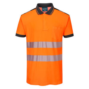 PW3 Hi-Vis Polo Shirt  S/S - Orange/Black